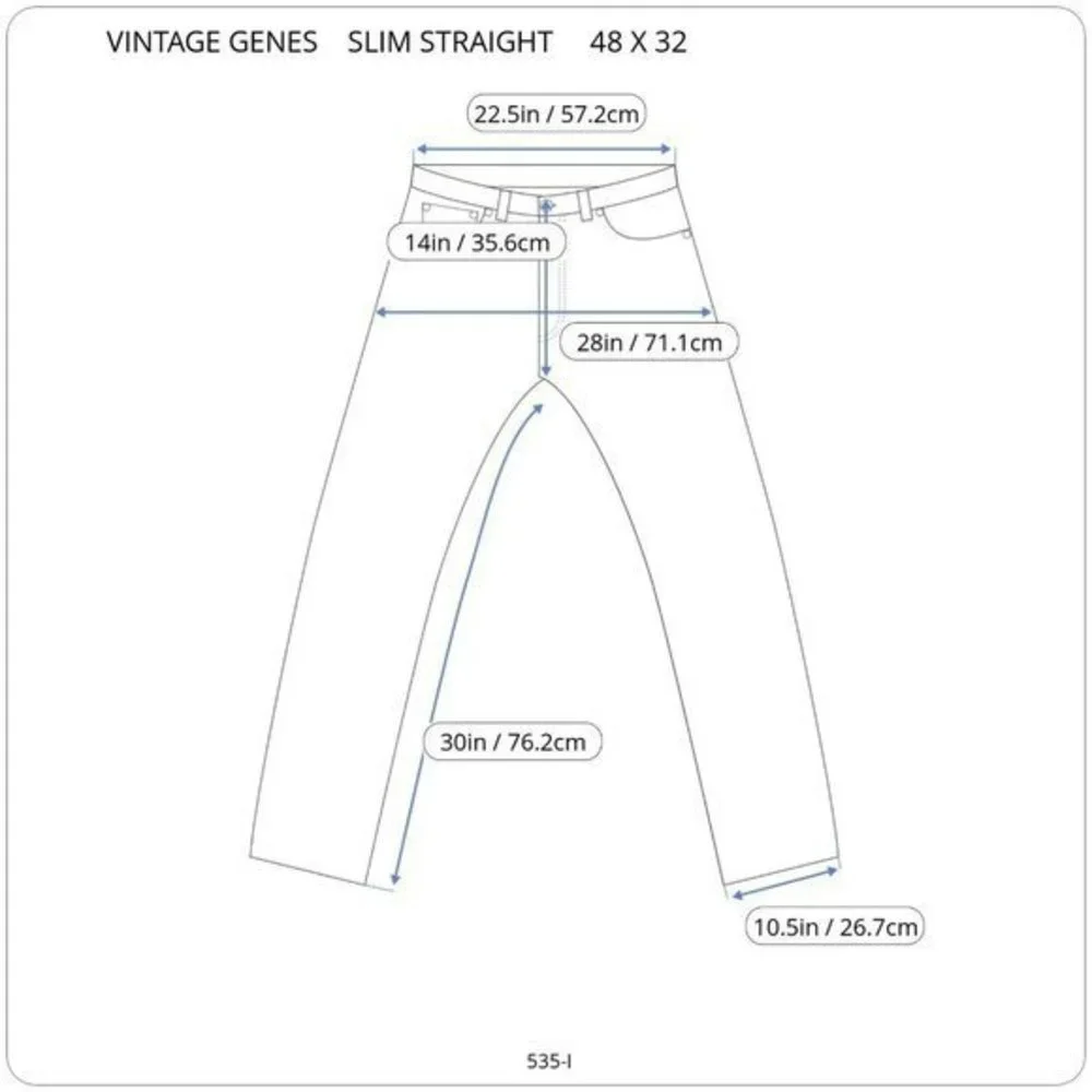 Vintage Genes 1891 Slim Straight Jeans Dark‎ 48 X 32 Actual 45 X 30